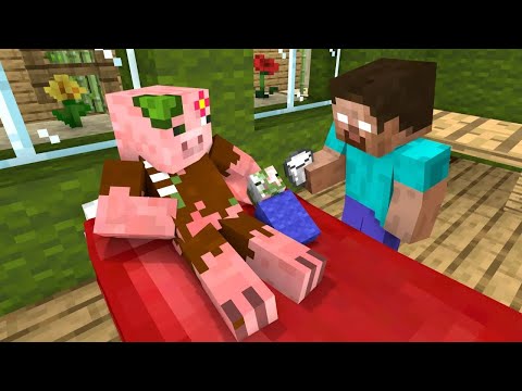 Monster School - Baby Zombie PigMan Life - Two Mothers - Sad Minecraft Animation