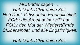 Reinhard Mey - Hab' Dank FГѓВјr Deine Zeit Lyrics