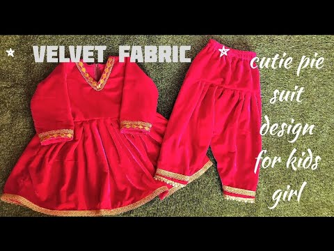 Beautiful magenta velvet suit design for kids girl # CHANPREET DRESS MAKING 
