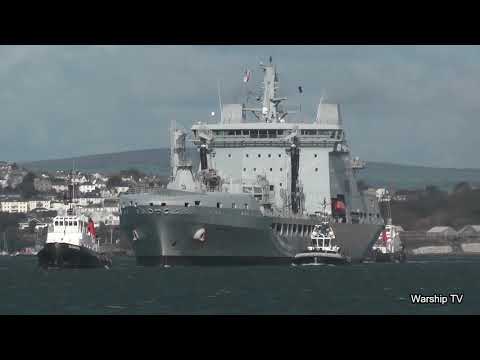 RFA TIDEFORCE A139 LEAVES DEVONPORT NAVAL BASE AT NORTH CORNER PONTOON - 25th September 2020 FULL