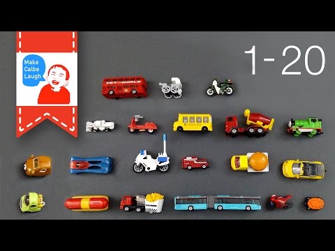learn to count numbers 1 to 20 for kids with street vehicles tomica