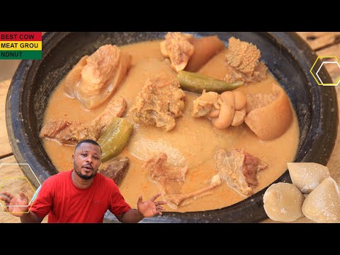 DELICIOUS, The Best But Simple Cow Meat Groundnut or Peanut Butter Soup with Kokonte