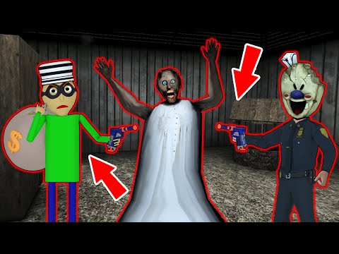 Granny vs Baldi the Robber vs Ice Scream Policeman - funny horror animation parody (p.264)