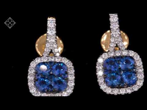 1CT SAPPHIRE AND DIAMOND HALO EARRINGS 18K GOLD VERSION - ASTERIA COLLECTION - FG34-U