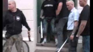 ugly fat skinhead freaks out