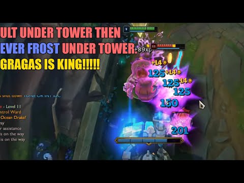 Top AP Gragas vs Kayle - Gragas only wins lane by ulting them under tower 😔😔