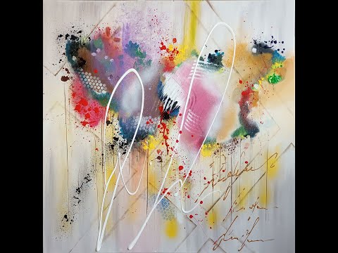 Abstract painting demo with acrylic on stretched canvas #29 video splashes