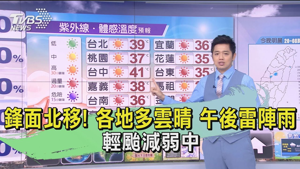 鋒面北移！各地多雲晴、午後雷陣雨　輕颱減弱中