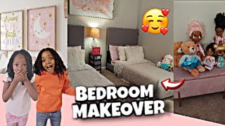Kids Surprised With Pinterest Style Girls Twin Pink & Gray Luxury Bedroom Makeover