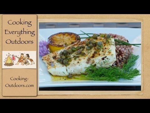 Grilled Halibut with Lemon Caper sauce