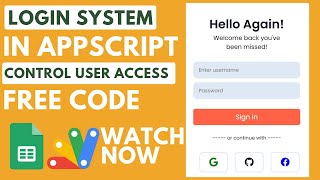 Login System in Google appscript with user acess control | Free Code | RL51