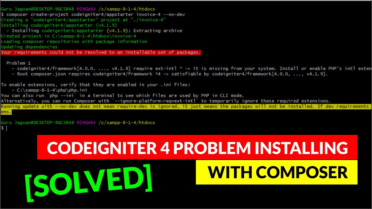 [SOLVED] CodeIgniter 4 problem installing with composer