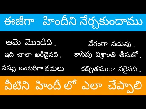 Learn Hindi Through Telugu, English | Spoken  Hindi in Telugu, English &  | Pavani T. #10