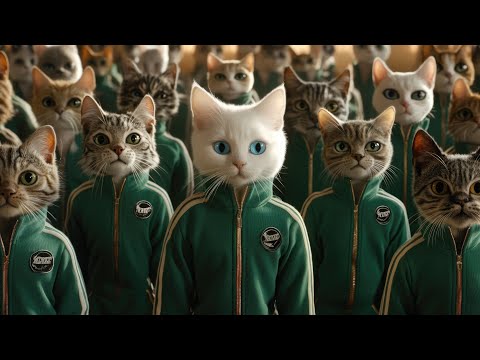 SQUID GAME with CATS! Cat Family Challenge! Mama Cats and Papa Cats 🐱