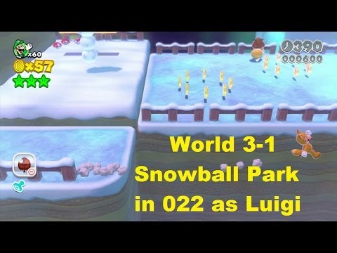Super Mario 3D World Speed Run: World 3-1 Snowball Park in 022 as Luigi