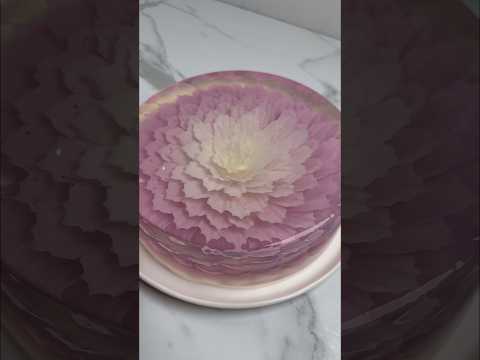let’s make most beautiful 3D jelly I have ever made 🌸💜🌸💜 #asmr #dessert #sweet #jellycake