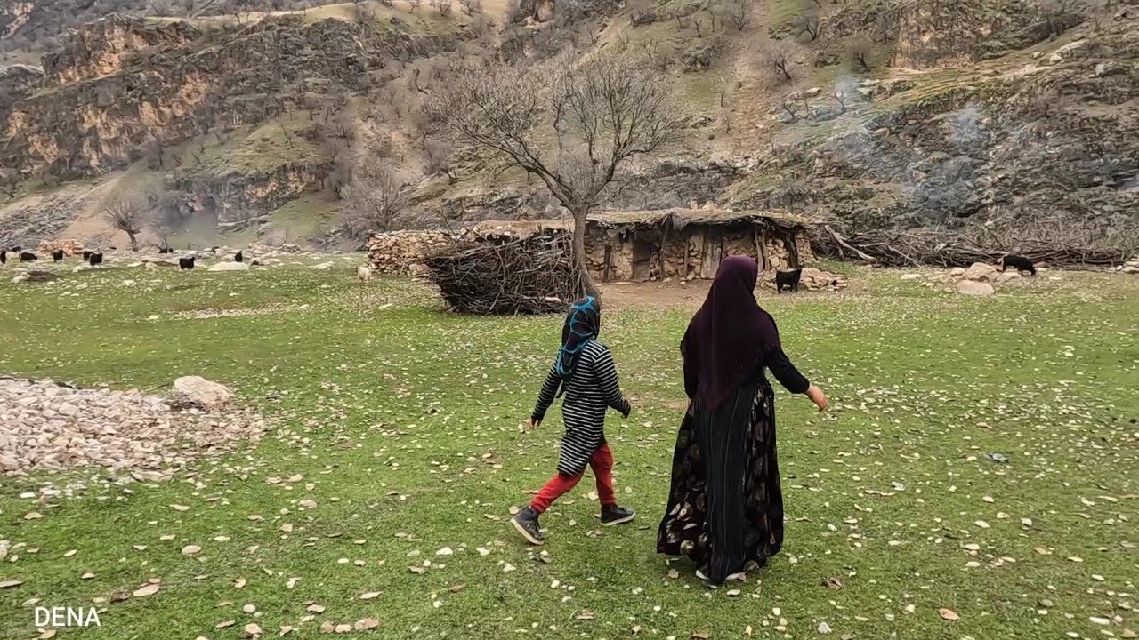 Cooking local bread by a nomadic woman in the heart of nature