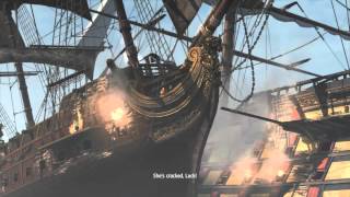 Assassins Creed Black Flag sinking a Man O War with Blackbeard&#39;s ship