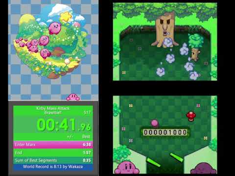 [Speedrun] Kirby Mass Attack - Kirby Brawlball(Full Game) 9m 02s