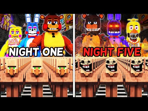 I Made 100 Villagers Simulate Survival At The Five Nights at Freddy's 2 Movie in Minecraft