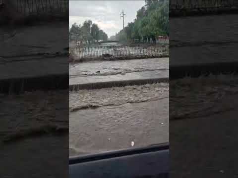 las aguas bajan turbias por el cacique guaymallen luego de la lluvia en mendoza