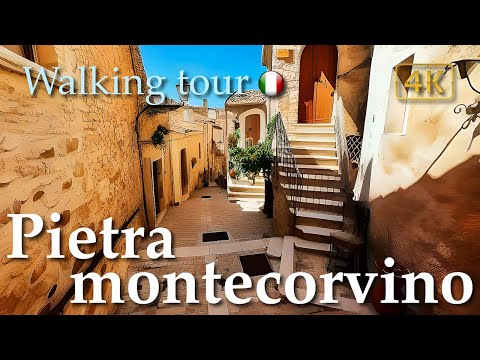 Pietramontecorvino (Puglia), Italy【Walking Tour】History in Subtitles - 4K