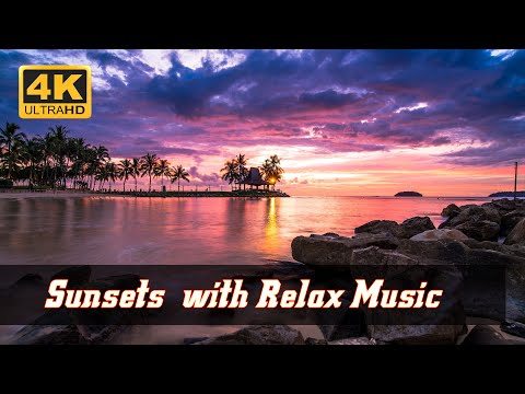 Best Compilation of Sunsets and Time Lapse of Sky Views Sleep and Relax Music 4K Ultra HD 50 FPS