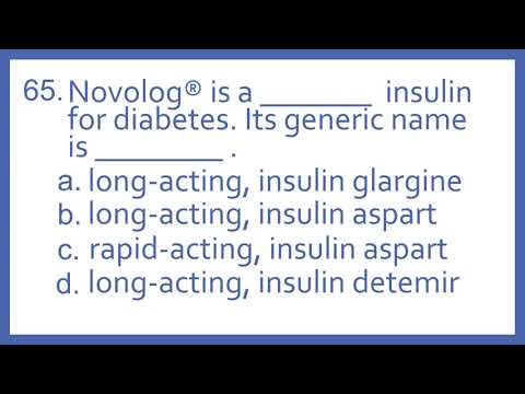 Top 200 Drugs Practice Test Question - Novolog is a _ insulin for diabetes (PTCB PTCE NAPLEX NCLEX)