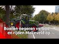 Protesterende boeren steken weg over met trekker en rijden toch het Malieveld op