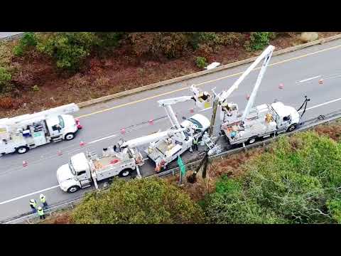 10-28-2021 Bourne, MA - Aerial Video -Utility Crews Work To Restore Power To 100K+ Customers On Cape