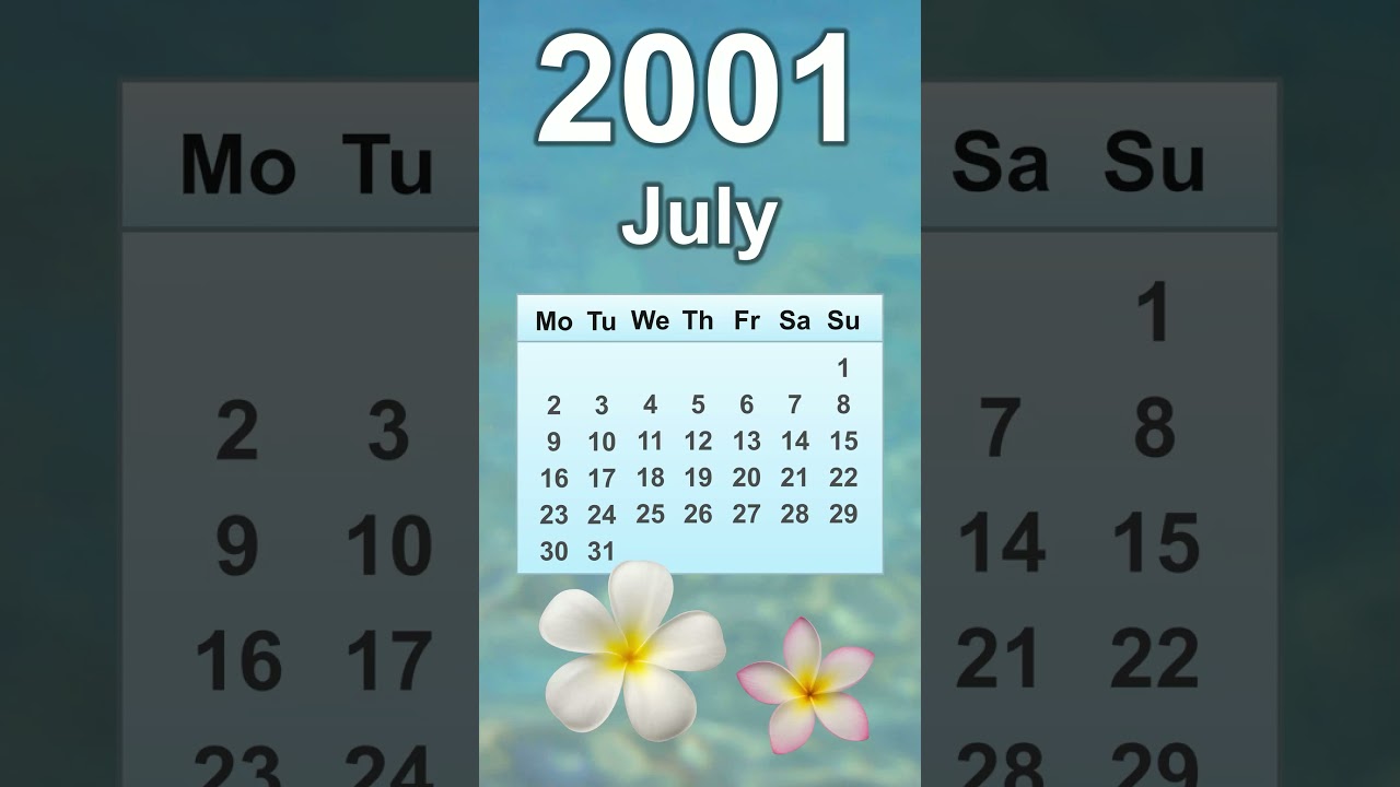 July 2001 Calendar