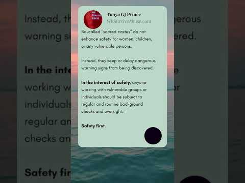 Survivor Q & A: What Do You Mean by “Sacred Castes” in Violence & Abuse? (video) Survivor Q & A: What Do You Mean by “Sacred Castes” in Violence & Abuse? (video)