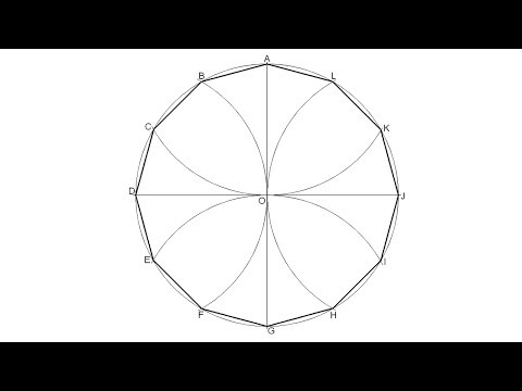 How to draw a dodecagon (12-sided polygon) inscribed in a given circle