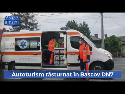 Autoturism răsturnat în Bascov DN7