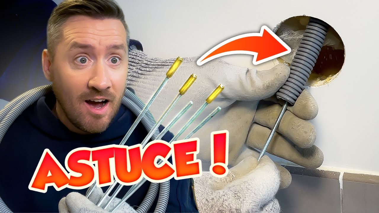 L'ASTUCE SIMPLE ET RAPIDE POUR PASSER UNE GAINE DANS LA CLOISON !!! (et sans galérer)