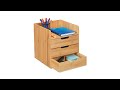 Schreibtisch Organizer mit 3 Schubladen Braun - Bambus - Holzwerkstoff - 30 x 33 x 31 cm