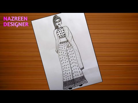 Indian Trend fashion design for beginners | Traditional Dress Drawing | Girl fashion design #design