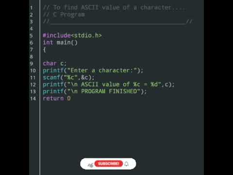 #C 22 To find ASCII value of a character in C | computer programming | #shorts #coding #programming