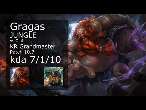 Gragas Jungle vs Olaf - KR Grandmaster 7/1/10 Patch 10.7 Gameplay // [롤] 그라가스 vs 올라프 정글