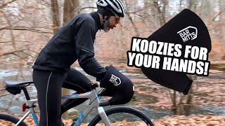 Keep your hands warm cycling "Bar Mitts are koozies for your hands!" (winter cycling gear)