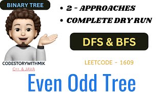 YouTube video 'Even Odd Tree | DFS | BFS | Leetcode 1609'