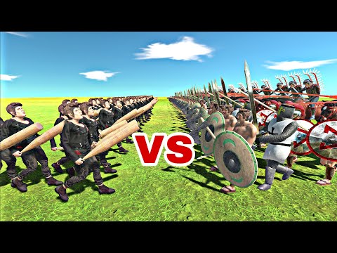 100 Modern Human Angry Joe VS 50 Ancient Human - Animal Revolt Battle Simulator
