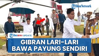 Momen Wapres Gibran Lari-lari Bawa Payung Sendiri saat Tinjau Progres Bendungan Way Apu di Maluku