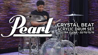Video thumbnail for Pearl Crystal Beat Acrylic Drum Set 22/10/12/16 - Ultra Clear (CRB524P-C730) by Memphis Drum Shop