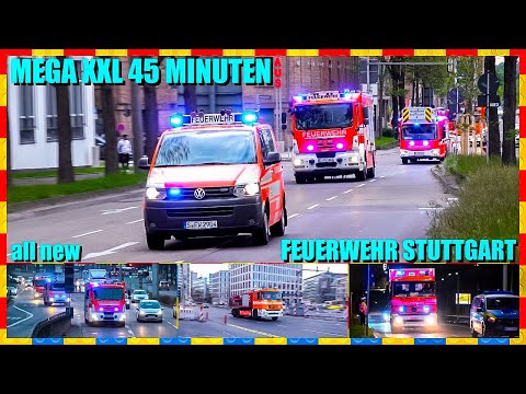 🚨 🚒  MEGA XXL 45 Minuten Einsatzfahrten  Feuerwehr Stuttgart  🚒 🚨 [all new] 😍 Tatütata ohne Ende 😍