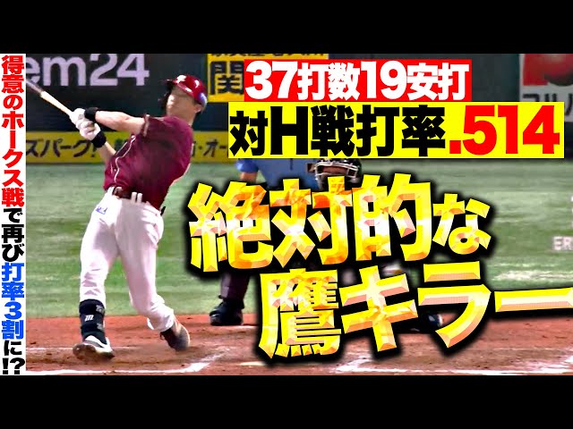 【絶対的な鷹キラー】辰己涼介『ホークス戦はスイングが違う!? 37打数19安打で対H戦打率.514』