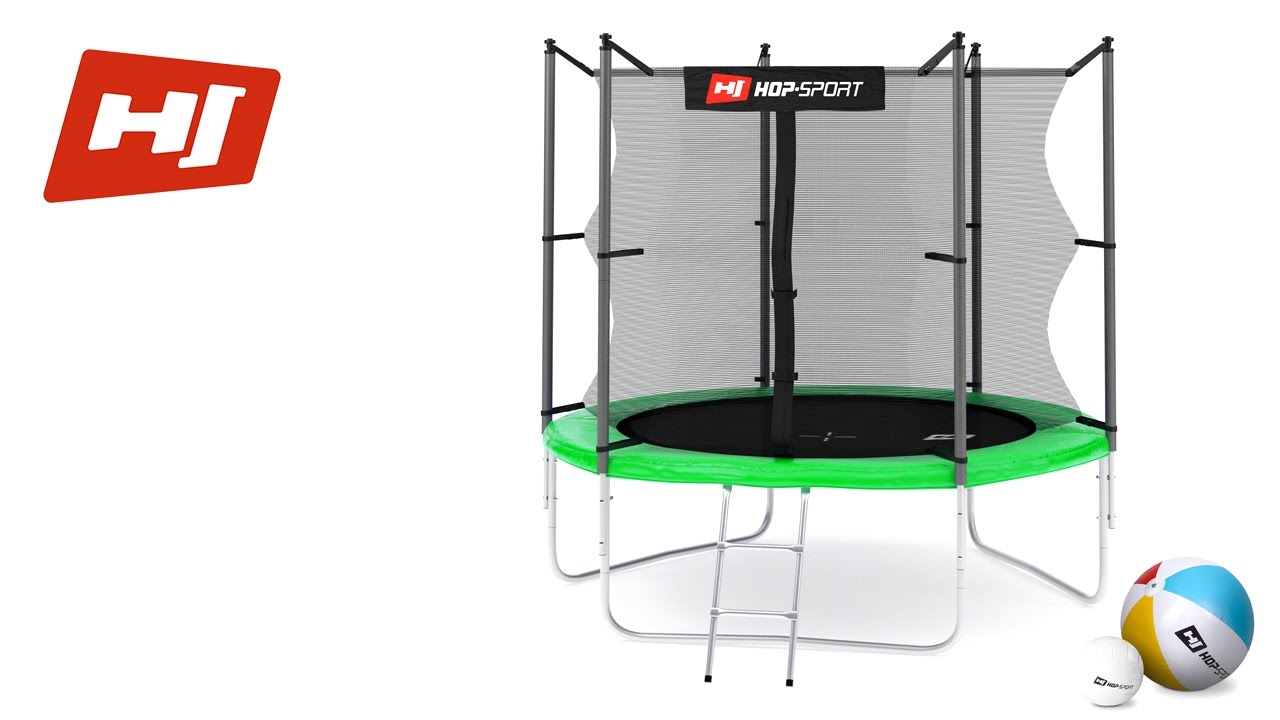 Батут Hop-Sport Green 305 см на 3 опорах з внутрішньою сіткою і драбинкою