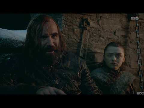 Game of Thrones S08E02 Arya meets Hound  in winterfell
