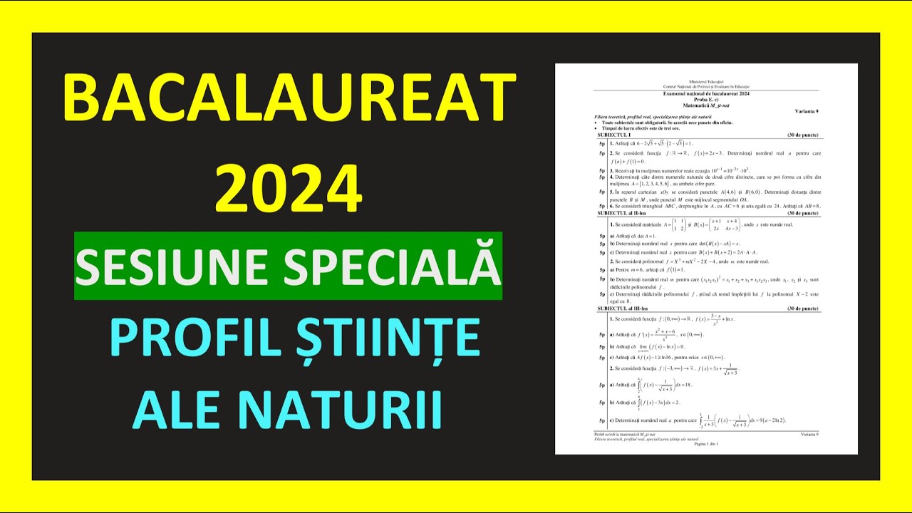 SESIUNE SPECIALA BACALAUREAT OLIMPICI MATEMATICA 2024 PROFIL STIINTE ALE NATURII M2 VARIANTA EXAMEN