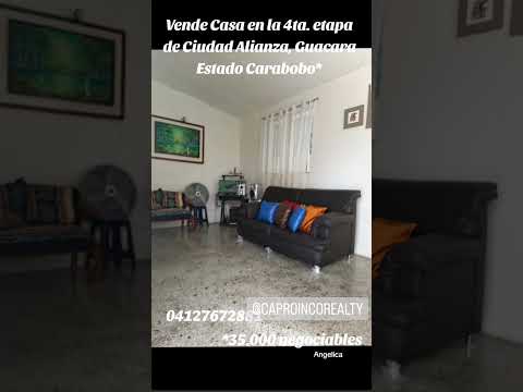 Vende Casa en la 4ta. etapa de Ciudad Alianza, Guacara Estado Carabobo*💸 *35.000 #bienesraices